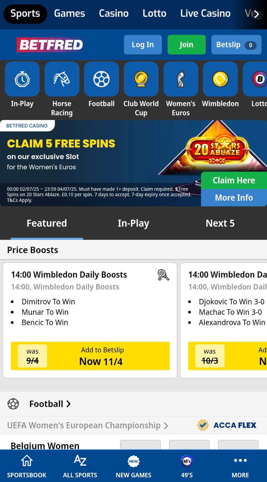 Betfred Homepage Ireland movil