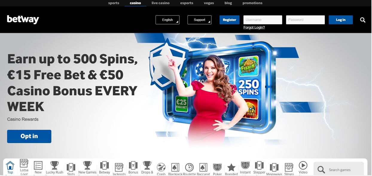 Betway Casino Homepage Ireland