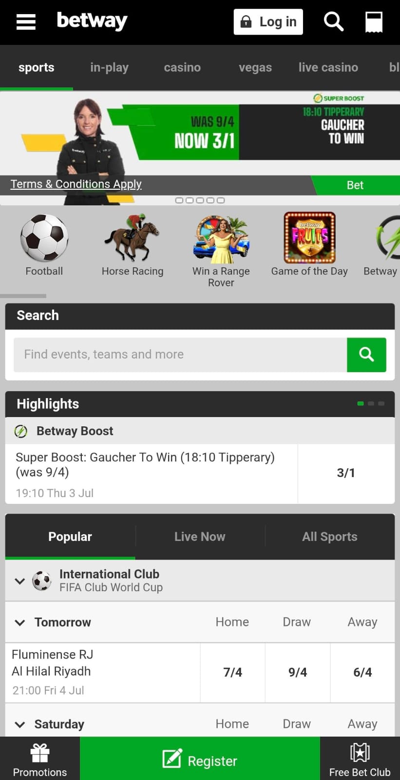 Betway Homepage Ireland