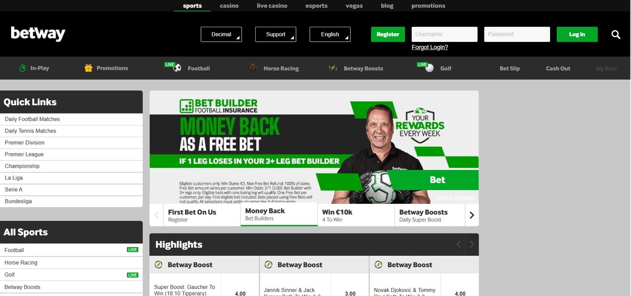 Betway Homepage Ireland