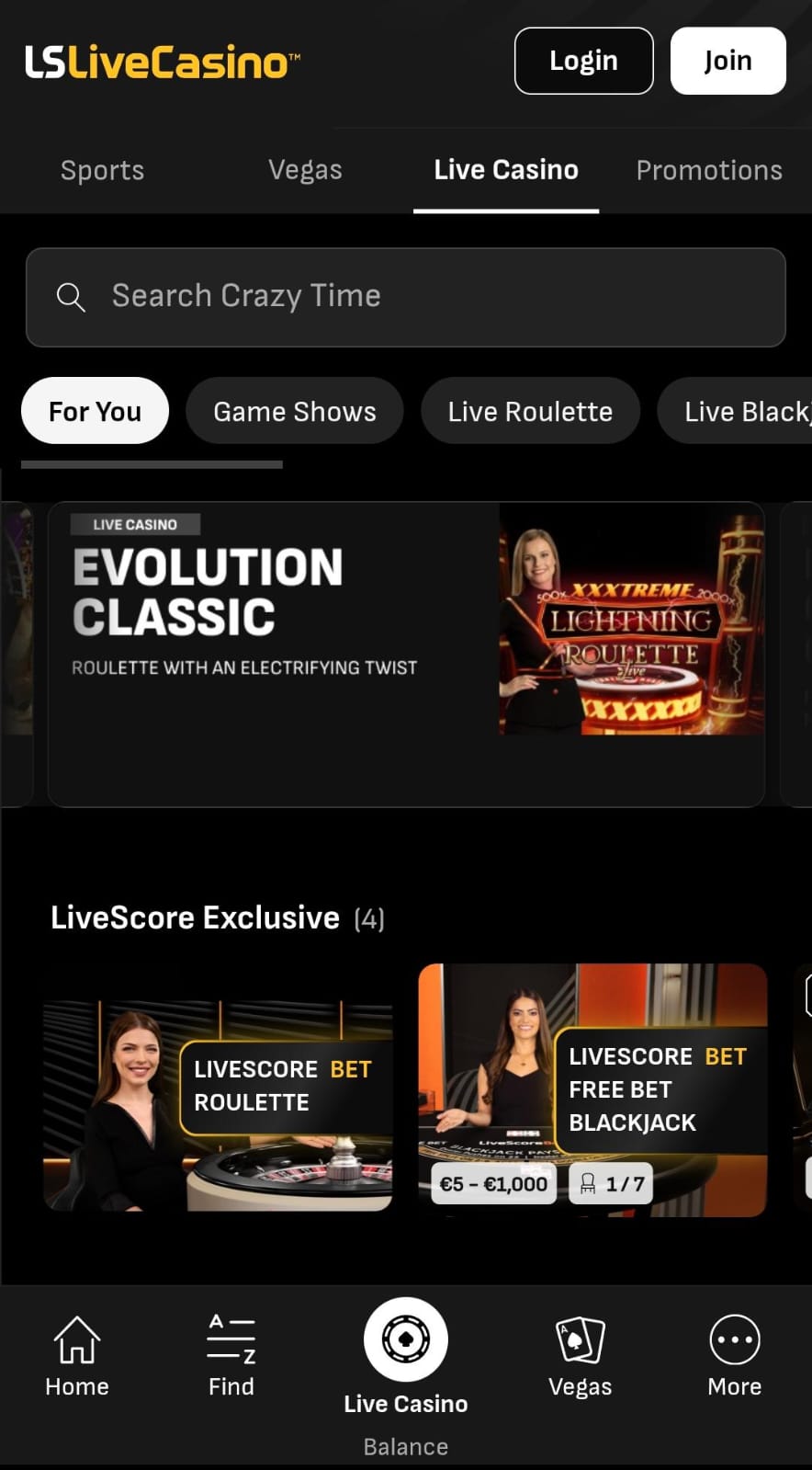 Livescorebet Casino Homepage Ireland