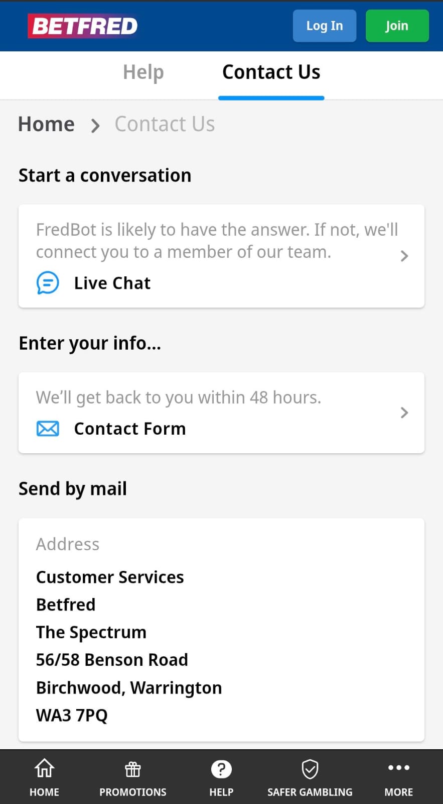 Customer Support Ireland Betfred