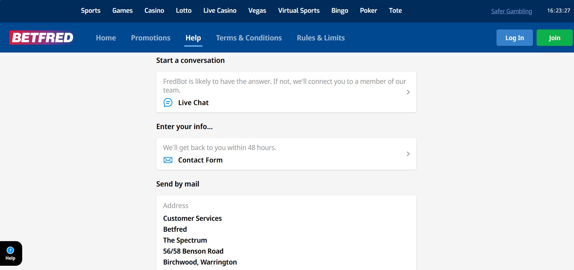 Help Center Betfred Ireland pc