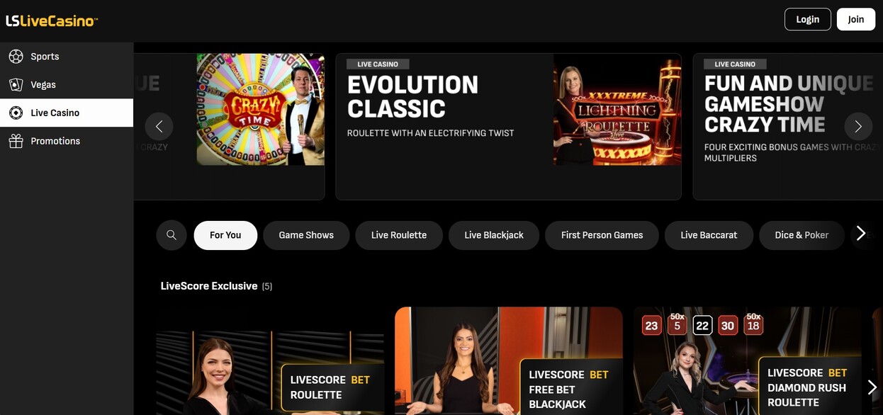 Livescorebet Casino Homepage Ireland