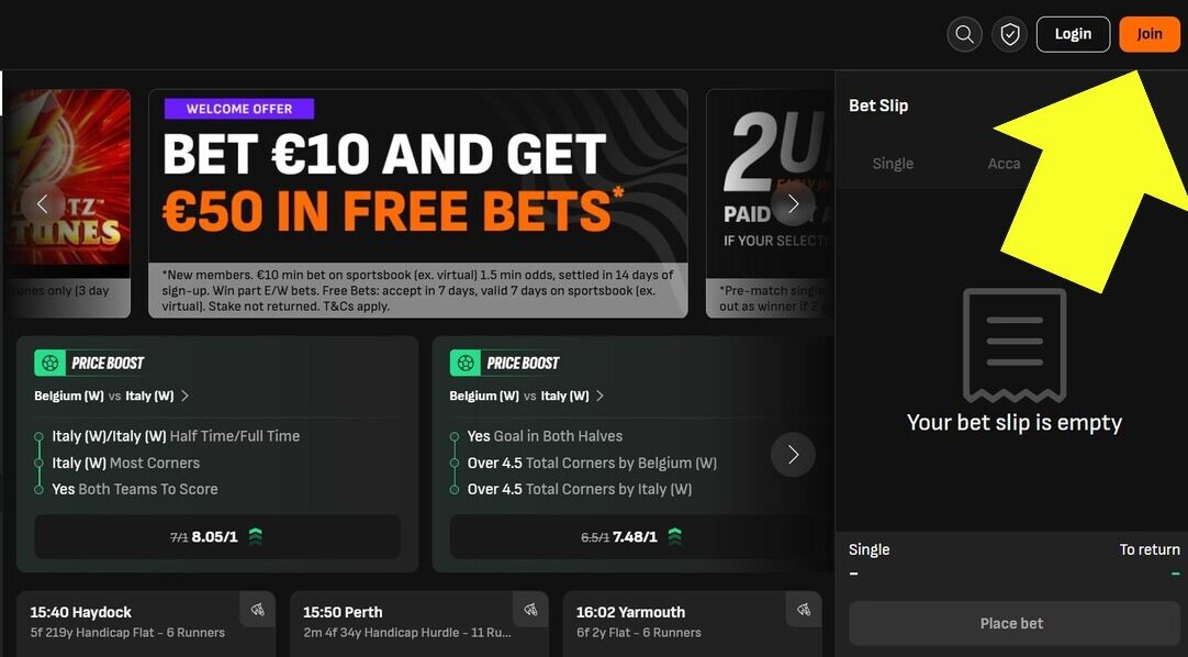LiveScoreBet Step 1 Ireland pc