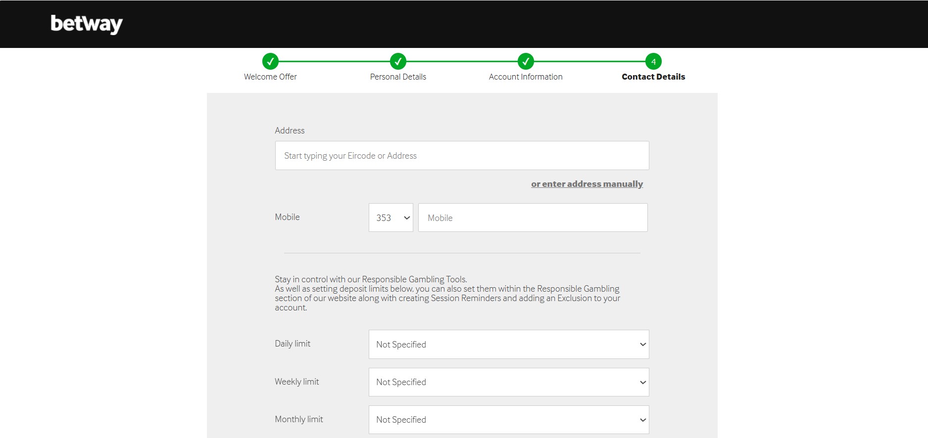 Step 5 Betway Register