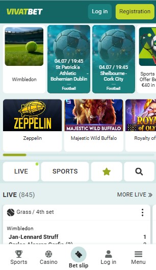 Vivatbet Ireland Homepage mobile