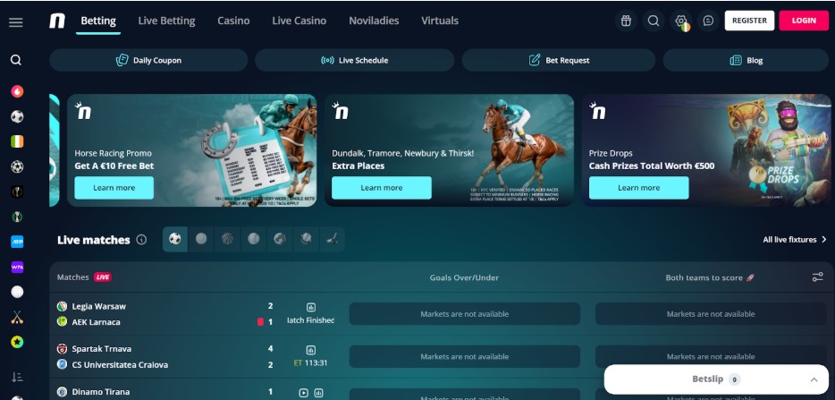 Ireland Novibet Sports Register Step 1