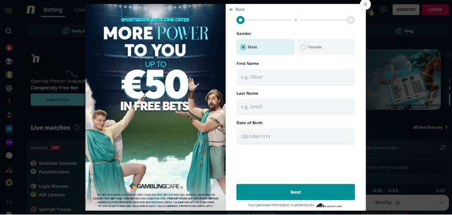 Ireland Novibet Sports Register Step 3