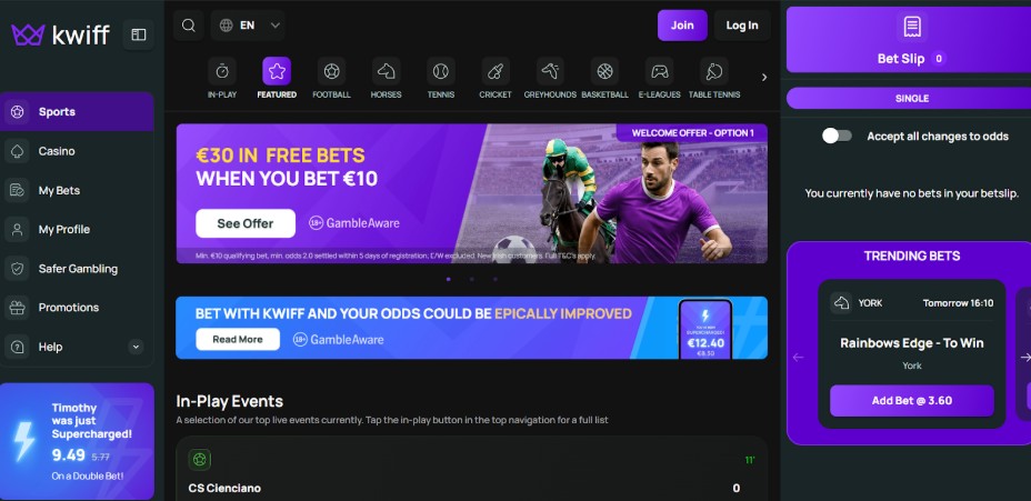 Kwiff Ireland registration step one