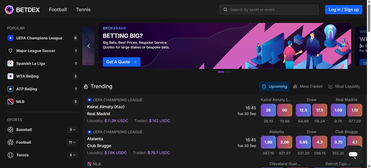 Betdex Ireland Sports Homepage