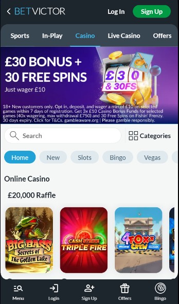 Betvictor Casino Homepage Ireland