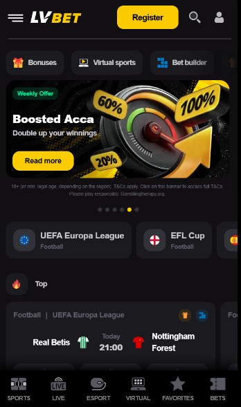 Sportbetting LVBet Homepage