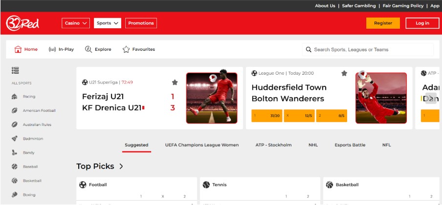 32Red Sports Ireland Registration Step1