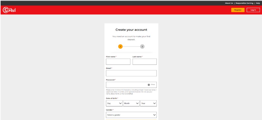 32Red Sports Ireland Registration Step3
