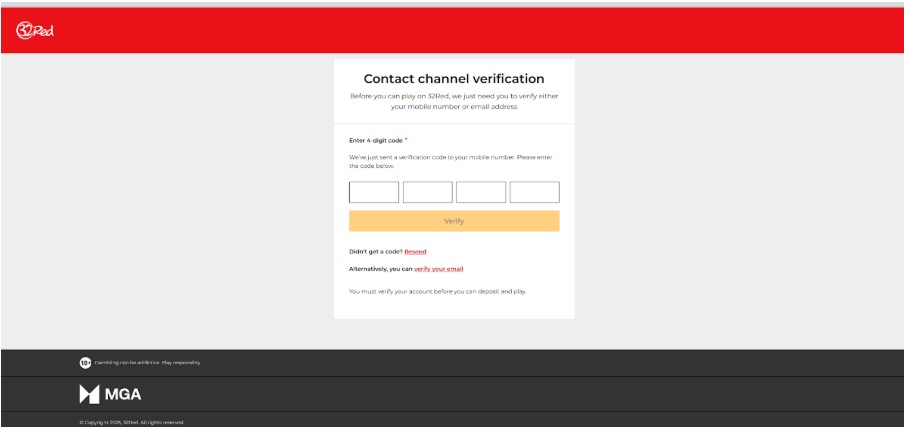 32Red Sports Ireland Registration Step5