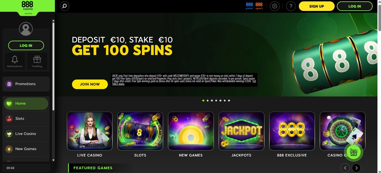 888sport Casino Ireland Homepage