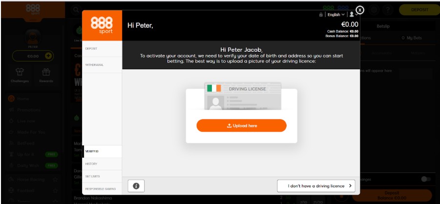 888sport Registration Ireland Step5