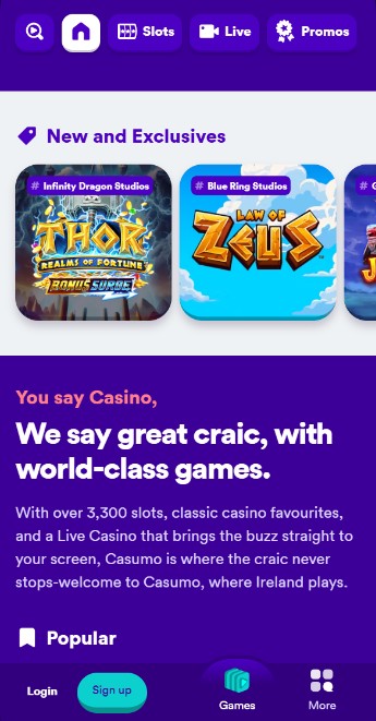 Casumo Casino Homepage Canada mobile