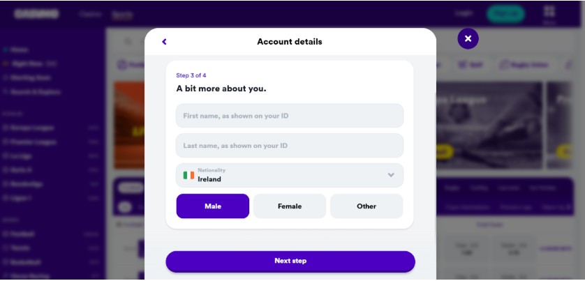 Casumo Ireland Registration Step5