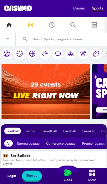 Casumo Sports Homepage Ireland