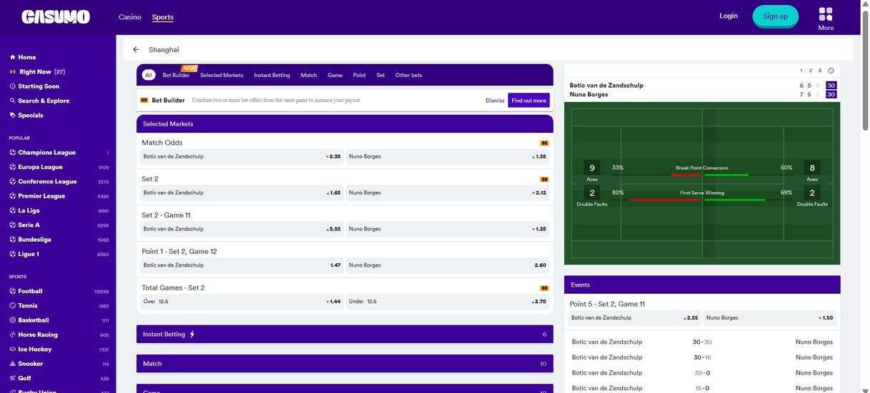 Casumo Sports Live Betting Ireland