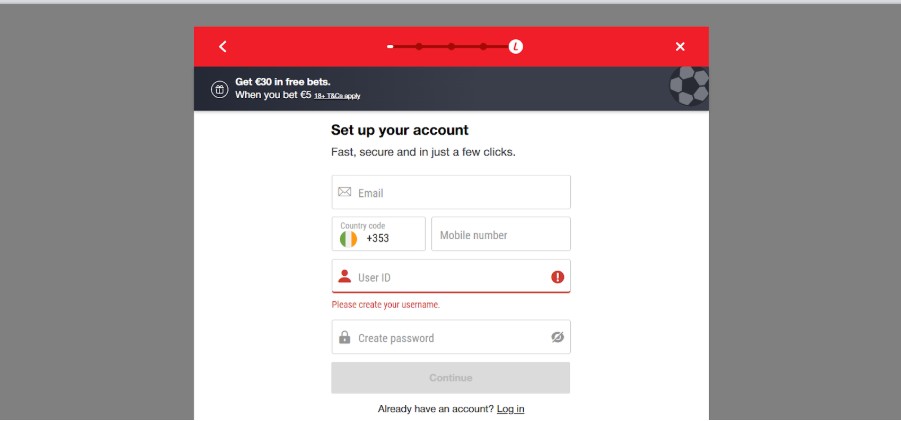 Ladbrokes Ireland Sports Registration Step2