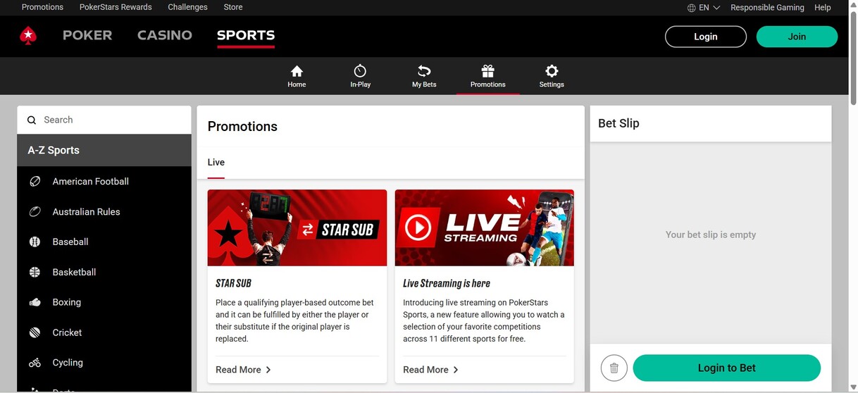 Promotions Pokerstars Ireland Sports