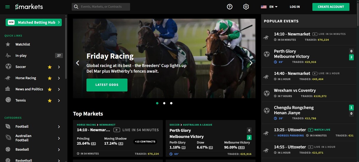 Smarkets Betting Homepage Ireland