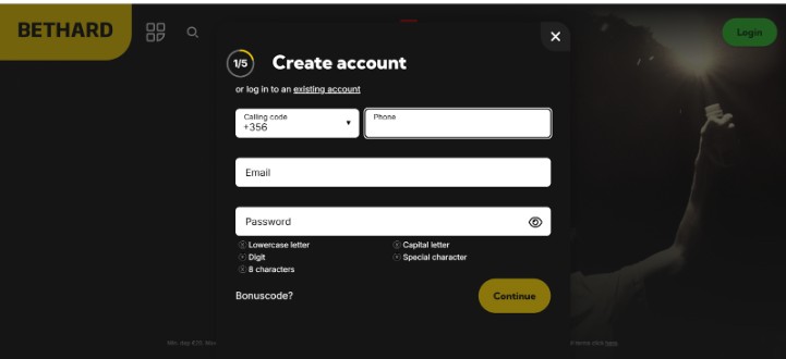 Bethard Bookmaker Ireland Registration Step2