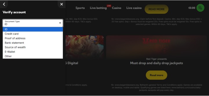 Bethard Bookmaker Ireland Registration Step5