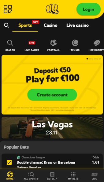 Bethard Ireland Sportsbook Homepage