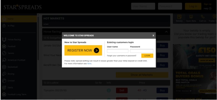 Starspreads Ireland Registration Step1