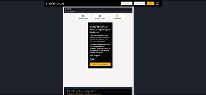 Starspreads Ireland Registration Step4