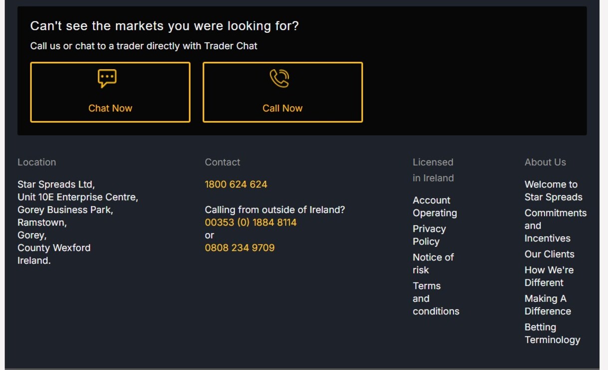 Starspreads Ireland Sportsbook Contact pc