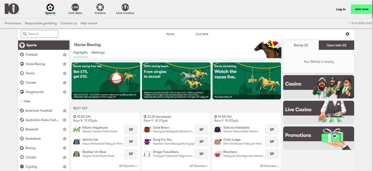 10bet Ireland Betting Horse Racing pc