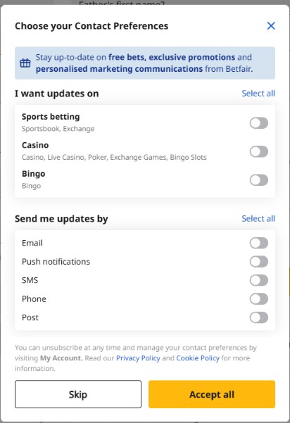 Betfail Ireland Registration Step3