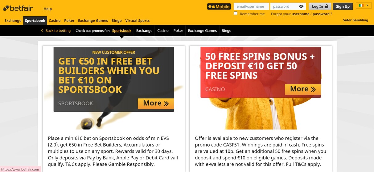 Betfair Ireland Promotions pc