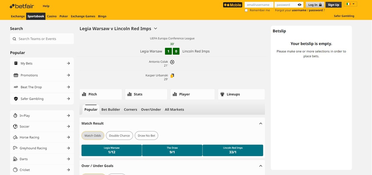 Betfair Ireland Sports betting live pc