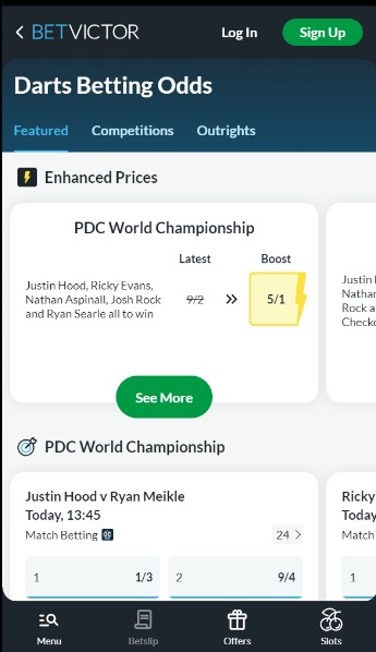 Darts Betting Betvictor Ireland