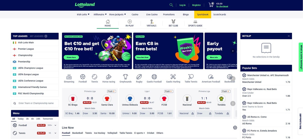 Lottoland Sportsbook Ireland Homepage pc