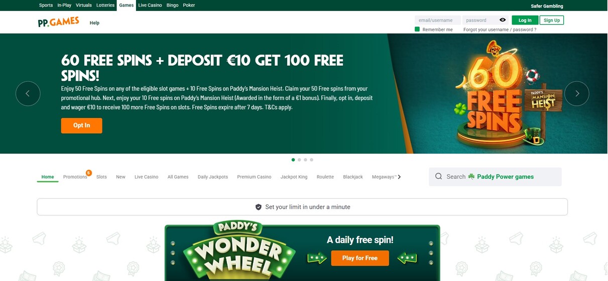 PaddyPower Homepage Casino Ireland pc