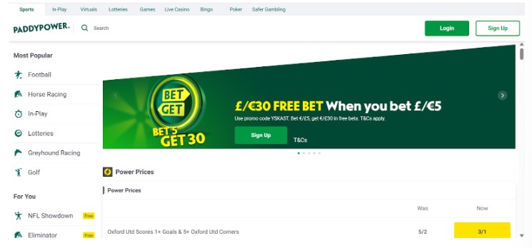 PaddyPower Ireland Registration Step1