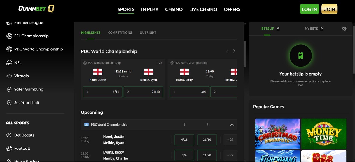 Quinnbet Darts Betting Ireland pc