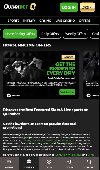 Quinnbet Ireland Offers Horse Racing