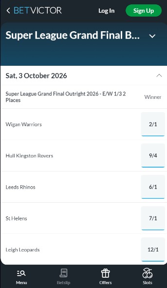 Rugby League Betting Betvictor Ireland