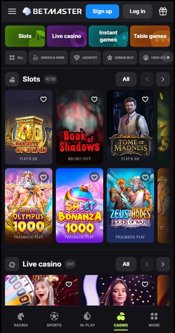 Betmaster Ireland Casino Homepage