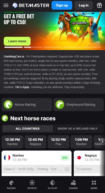 Betmaster Ireland Sportsbook Homepage