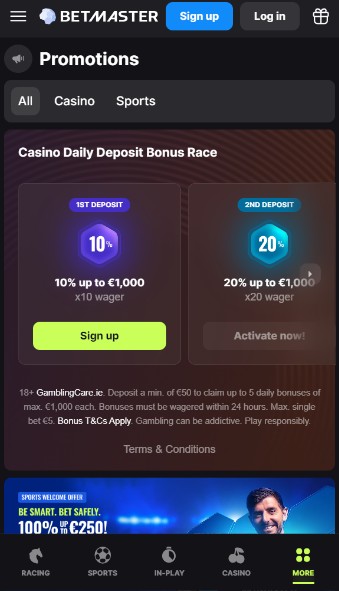 Betmaster Ireland Sportsbook Promotions