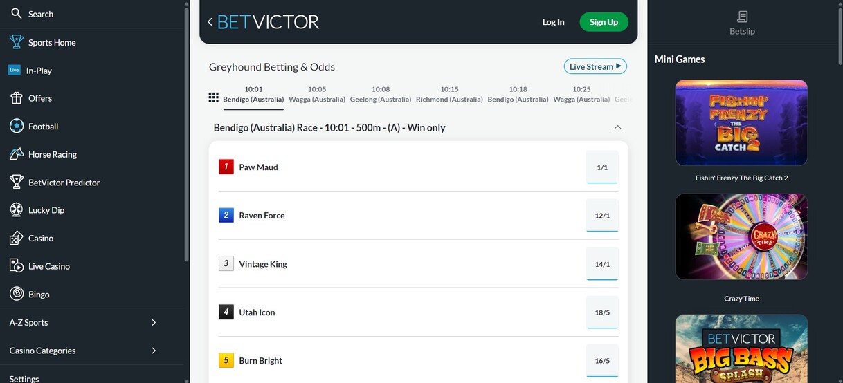 Betvictor Ireland Greyhound betting pc